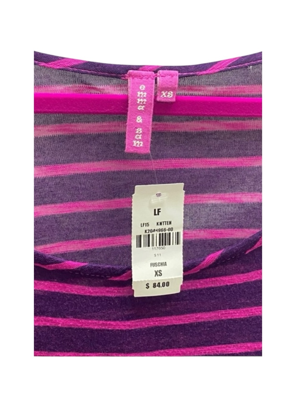 new LF Emma & Sam ᯾ Oversized Stripe Hi Lo Handkerchief Hem Tee ᯾ T Shirt Top XS - Picture 4 of 16